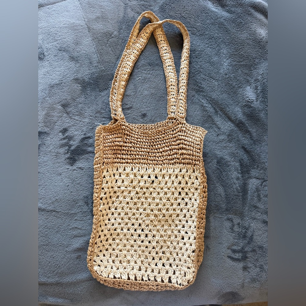 Zara Tan Crochet Tote Bag
